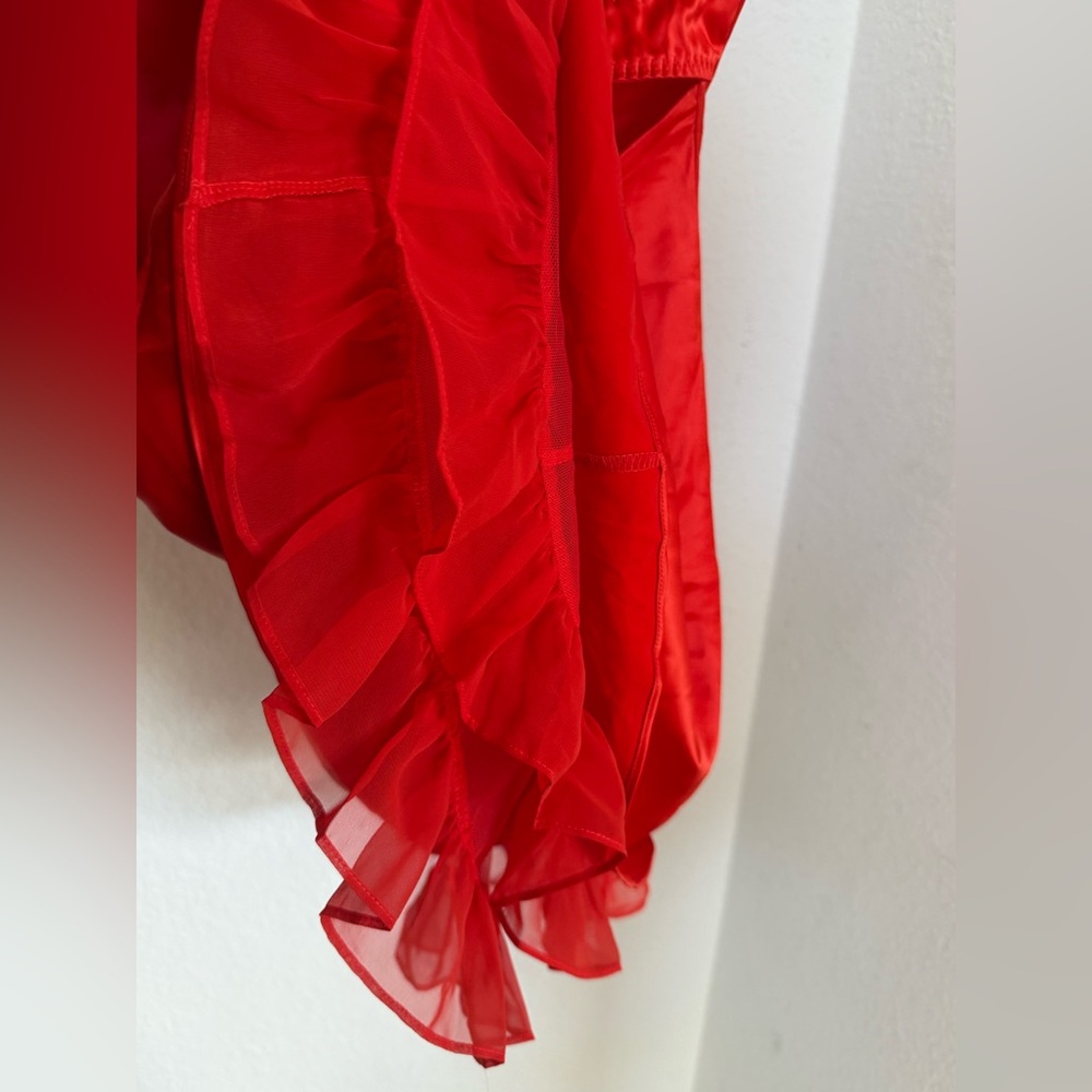 🌹For Love and Lemons Gene Slip Dress Red Floral Roses Tie Neck Holiday 2024 - XS - Picture 12 of 16